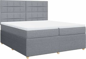 vidaXL Pat box spring cu saltea, gri deschis, 200x200 cm, textil