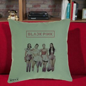 Perna Personalizata K-pop BLACKPINK Fotografie Grup Tinute Roz, 40x40 cm, Verde, Husa Detasabila, Perna Inclusa, BEKZ®