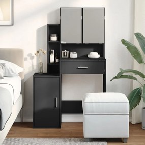vidaXL Masă de toaletă cu dulap, negru, 80x35x132 cm
