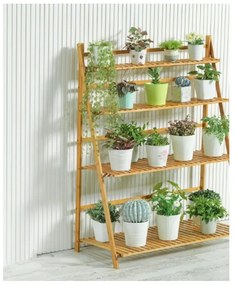 Suport pentru flori din bambus cu scară - 4 rafturi practice