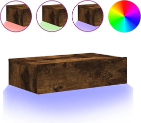 vidaXL Comodă TV cu lumini LED, stejar fumuriu, 60x35x15,5 cm