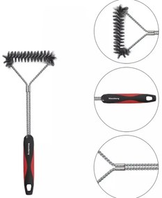 Perie de curatat grataruul Klausberg KB 7898, 41,5 cm, Orificiu de agatat, Otel inoxidabil, Negru/Rosu