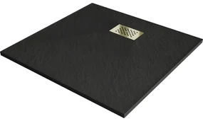 Mexen Hugo cabina pătrată SMC 80 x 80 cm, neagră, mască aurie - 42708080-G