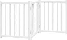 vidaXL Poartă pentru câini pliabilă 3 panouri, alb, 150 cm, lemn brad