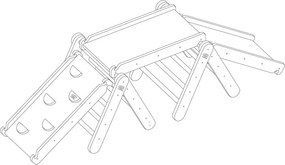 Triunghi Pikler de cățărat gri/în culoare naturală din lemn de pin 265x61x60 cm Montessori – Meowbaby