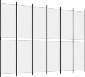 vidaXL Paravan de cameră cu 6 panouri, alb, 300x220 cm, textil