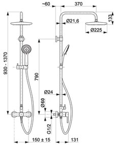 Set de duș cu baterie KFA Armatura 5036-910-81 MOZA alamă/negru mat