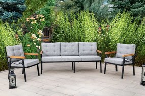 Set Mobilier Grădină, Metal / Spuma, Damla, 3 Piese, Gri Deschis