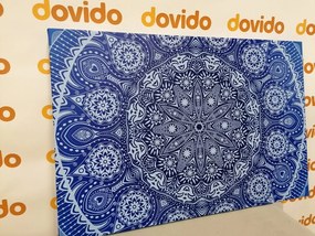 Tablou Mandala ornamentală cu dantelă în culoarea albastră