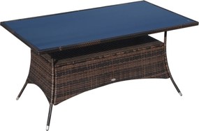 Outsunnt Masuta e Gradina in PE Rattan cu Raft Inferior,Maro,150x85x74cm