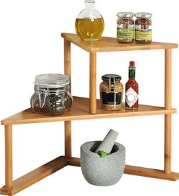 Polita de colt pentru bucatarie, 2 niveluri, bambus, KESPER