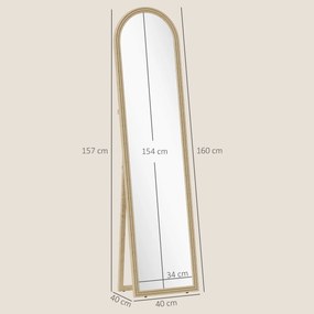 Oglindă HOMCOM de Podea și de Perete cu Suport, efect de Piatră, 40x160cm, Bej. | Aosom Romania