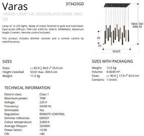 Lustra LED dimabila cu telecomanda design modern Varas negru/auriu SV-373425GD