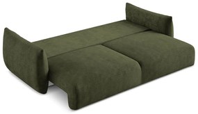 Canapea verde extensibilă cu tapițerie din chenille 230 cm Leila – Makamii