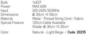 Veioza, lampa de masa design modern Driu natur, bej