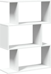 vidaXL Bibliotecă separatoare de cameră cu 3 niveluri, albă, 70x24x97 cm, lemn stratificat