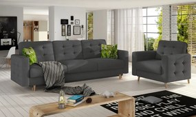 Set de canapea extensibila 235 x96 x86 cm si fotoliu 107 x 92 86 cm, Asgard 3+1, Eltap
