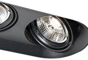 Set de 6 spoturi încastrate rotunjite negre GU10 70mm cu 2 lumini - Hubs