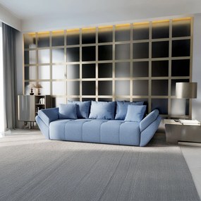 Canapea extensibilă dumonde cu ladă de depozitare si sezut confortabil din spuma high-density, Berlin Enjoy Blue 250x100 cm
