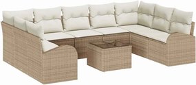 vidaXL Set de canapele pentru grădină 10 pcs Bej și Alb poliratan