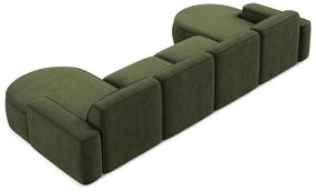 Colțar verde cu tapițerie din chenille (în formă de "U") Omao – Makamii