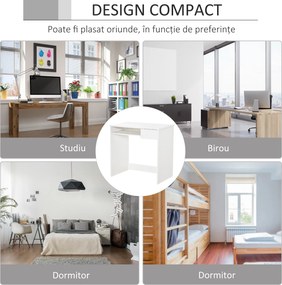 Homcom Birou PC Alb &amp; Stejar 80×45×75 cm – Ideal Dormitor sau Acasa | Aosom Romania