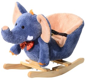 Leagan elefant, balansoar de plus, jucarie moale, leagan pentru copii 60x33x45cm, albastru HOMCOM | Aosom RO