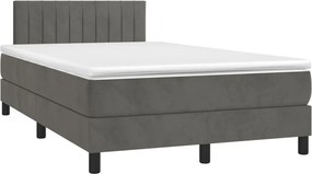 vidaXL Pat box spring cu saltea, gri închis, 120x190 cm, catifea