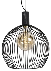 Lampă pendant rotundă de design neagră 50 cm - Dos