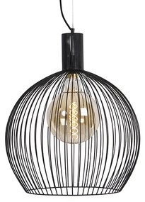 Lampă rotundă suspendată de design negru 50 cm - Sârmă Dos