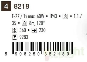Aplica de perete exterior cu senzor, IP43, up light, auriu antic Velence 8218 RX