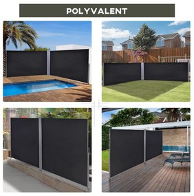 Outsunny Dublu store lateral Paravan opac retractabil dim. 6L x 1,80H m Poliester Anti-UV Gri și negru | Aosom Romania