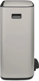 Cos de gunoi Brabantia Bo Pedal 1010450, 2x30 l, Inchidere lina, Baza antiderapanta, Gri deschis