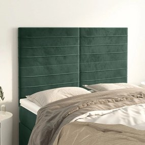 3116523 vidaXL Tăblii de pat, 4 buc, verde închis, 72x5x78/88 cm, catifea