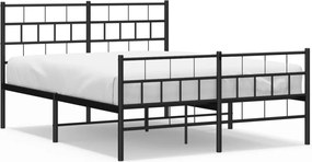 vidaXL Cadru pat metalic cu tăblie de cap/picioare, negru, 140x200 cm