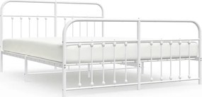 vidaXL Cadru de pat metalic cu tăblie de cap/picioare, alb, 183x213 cm