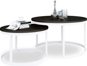 Măsuță de cafea 2in1 OKIN – 75x75x43 cm – Alb / Negru