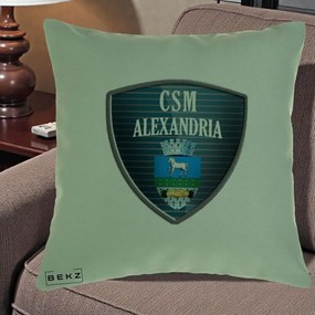 Perna Personalizata CSM Alexandria Fotbal, 40x40 cm, Verde, Husa Detasabila, Perna Inclusa, BEKZ®