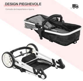 Carucior Dublu Ajustabil si Pliabil , Copii 0-36 luni, Transport pentru copii, Carucior cumparaturi 15kg, 80x51x102cm Gri HOMCOM | Aosom Romania