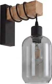 Brilagi - Aplica de perete WOOD GLASS 1xE27/60W/230V pin/negru/gri fumuriu
