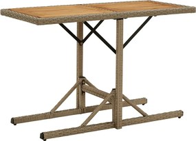 vidaXL Masă de grădină, bej, lemn masiv de acacia și poliratan