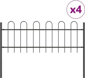 vidaXL Gard de Grădină 4 pcs Gri 6,8 x 0,6 m Oțel acoperit cu pulbere