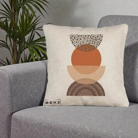 Perna Decorativa Boho Stiva Forme Punctate Terracotta, 40x40 cm, Bej Canapea, Husa Detasabila, Perna Inclusa, BEKZ®