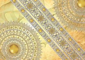Fototapet - Mandala în aur în diagonala (254x184 cm)