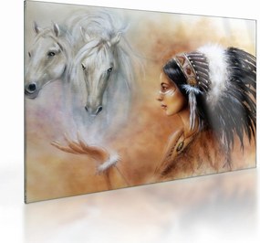 Tablou pe sticlă - Farmecele indienilor (70x50 cm)