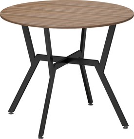 HOMCOM Masă Rotundă de Sufragerie pentru 2 Persoane cu Suport în X, Masă Modernă din Lemn și Oțel, Ø90x76 cm, Maro | Aosom Romania
