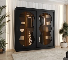 Dulap de haine 200 cm Boomer 3 (Negru) (cu iluminat). 1126284