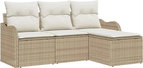 vidaXL Set de canapele pentru grădină 4 pcs Bej poliratan