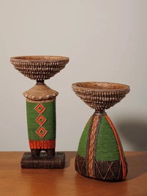 Decoratiune de masa, cu bol din rasina, H27cm, Africa