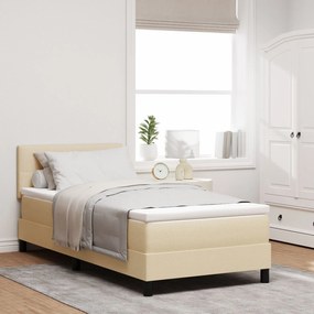 vidaXL Pat Box Spring cu Saltea Crem 90x200 cm Textil